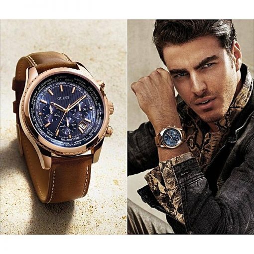 Montre Guess Homme Cuir Marron W0500G1